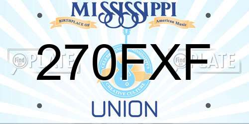270FXF Mississippi License Plate