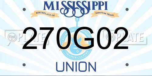 270G02 Mississippi License Plate