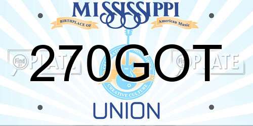 270GOT Mississippi License Plate