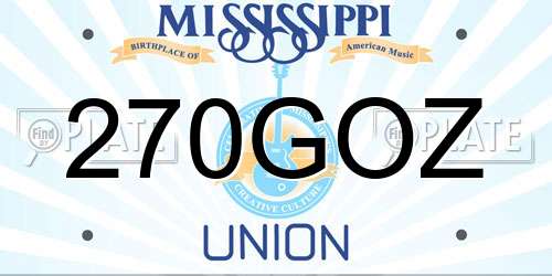 270GOZ Mississippi License Plate