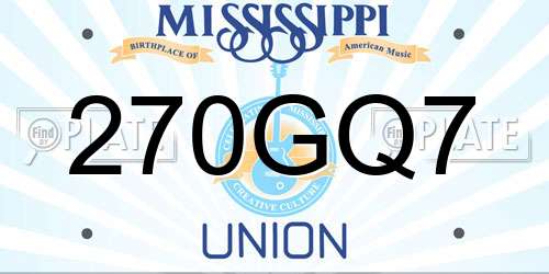 270GQ7 Mississippi License Plate