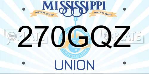 270GQZ Mississippi License Plate