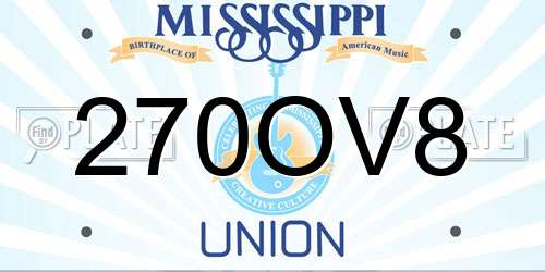 270OV8 Mississippi License Plate