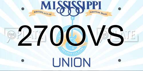 270OVS Mississippi License Plate