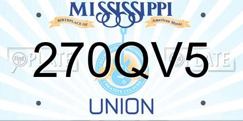 270QV5 Mississippi License Plate