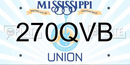 270QVB Mississippi License Plate