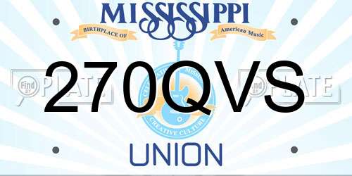270QVS Mississippi License Plate