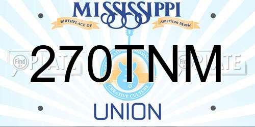 270TNM Mississippi License Plate