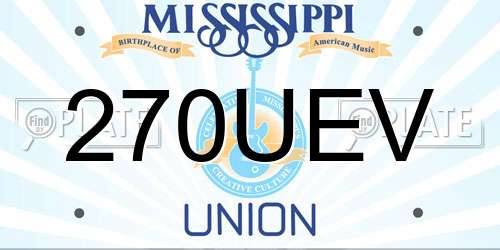 270UEV Mississippi License Plate