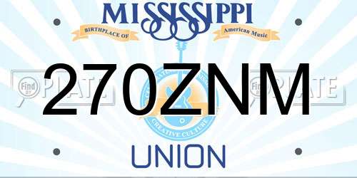 270ZNM Mississippi License Plate