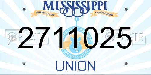 2711025 Mississippi License Plate
