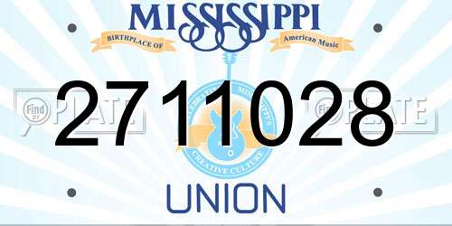 2711028 Mississippi License Plate