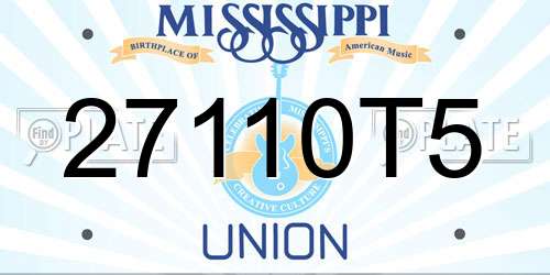 27110T5 Mississippi License Plate