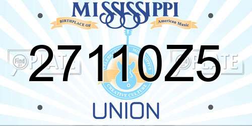 27110Z5 Mississippi License Plate