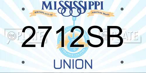 2712SB Mississippi License Plate