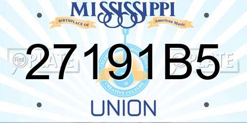 27191B5 Mississippi License Plate