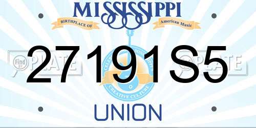27191S5 Mississippi License Plate