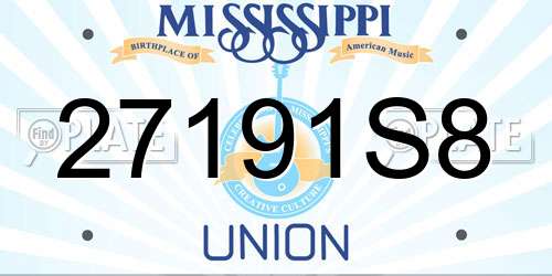 27191S8 Mississippi License Plate