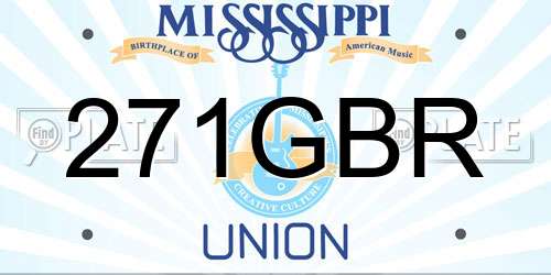 271GBR Mississippi License Plate