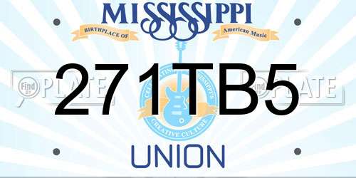 271TB5 Mississippi License Plate
