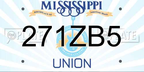 271ZB5 Mississippi License Plate