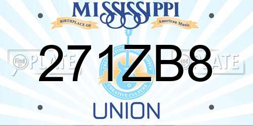 271ZB8 Mississippi License Plate