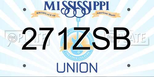 271ZSB Mississippi License Plate