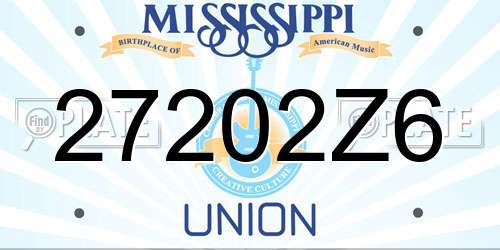 27202Z6 Mississippi License Plate