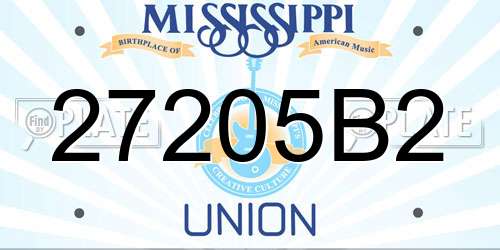 27205B2 Mississippi License Plate
