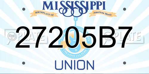 27205B7 Mississippi License Plate