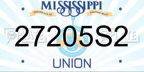 27205S2 Mississippi License Plate