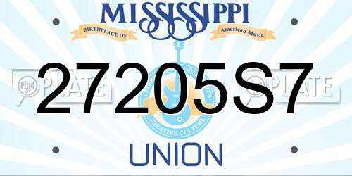27205S7 Mississippi License Plate