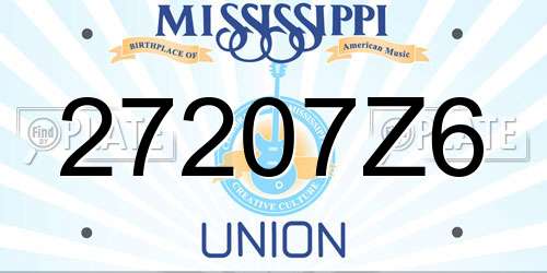 27207Z6 Mississippi License Plate