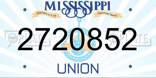 2720852 Mississippi License Plate