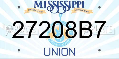 27208B7 Mississippi License Plate