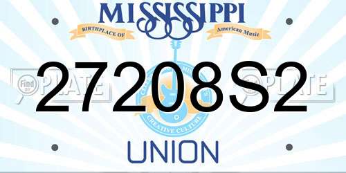 27208S2 Mississippi License Plate