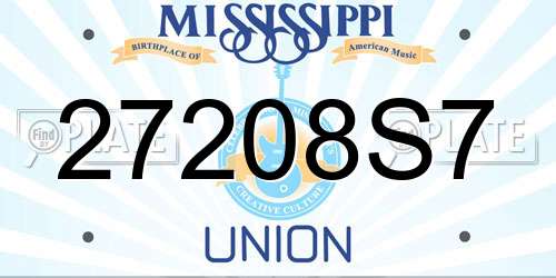 27208S7 Mississippi License Plate