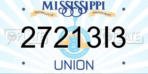 27213I3 Mississippi License Plate