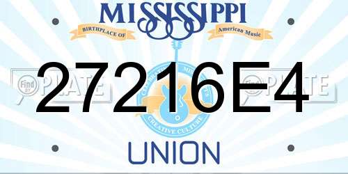27216E4 Mississippi License Plate
