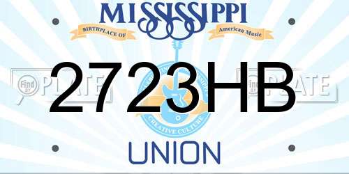 2723HB Mississippi License Plate