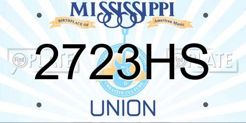 2723HS Mississippi License Plate