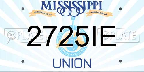 2725IE Mississippi License Plate