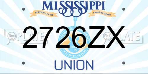 2726ZX Mississippi License Plate