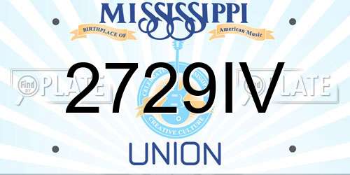 2729IV Mississippi License Plate