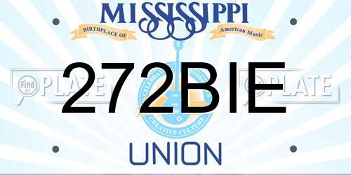 272BIE Mississippi License Plate