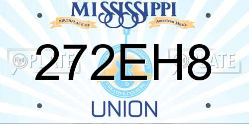 272EH8 Mississippi License Plate