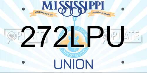 272LPU Mississippi License Plate