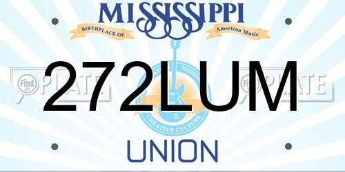 272LUM Mississippi License Plate