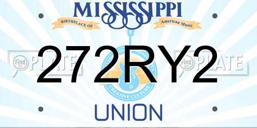 272RY2 Mississippi License Plate