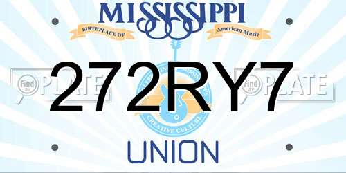 272RY7 Mississippi License Plate